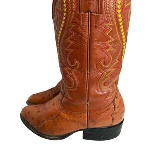 R&R Western Wear Men's Ostrich Cowboy‎ Exotic Leather Boots ~Size 7